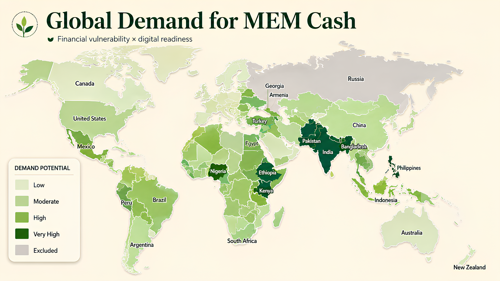 MEM Cash analytical map of potential regional demand